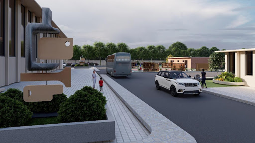 Street view of stadium entrance